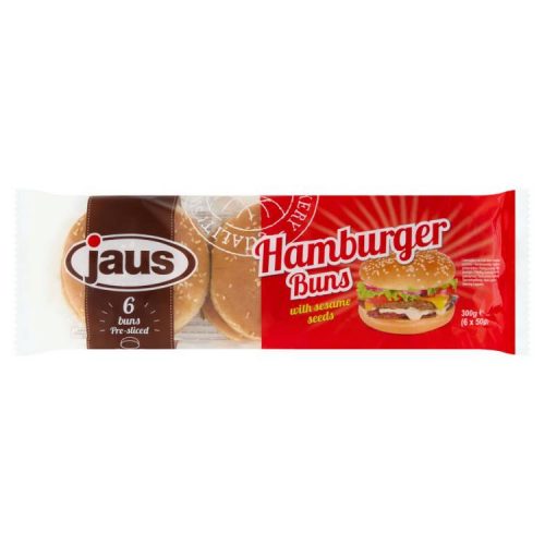 JAUS HAMBURGER ZSEMLE SZEZÁMOS MEGA 6DB 300G