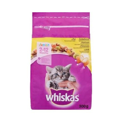 WHISKAS MACSKAELEDEL SZÁRAZ CSIRKE JUNIOR 300G