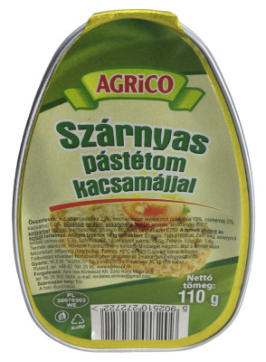 AGRICO PÁSTÉTOM SZÁRNYAS KACSAMÁJJAL 110G