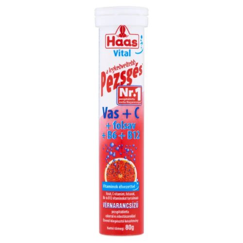 HAAS PEZSGŐTABLETTA VAS+C VITAMIN 80G