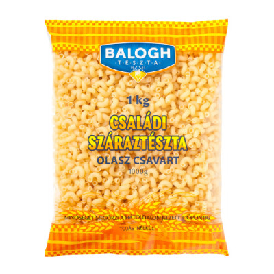 BALOGH CSALÁDI TÉSZTA OLASZ CSAVART TOJÁS NÉLKÜLI 1KG