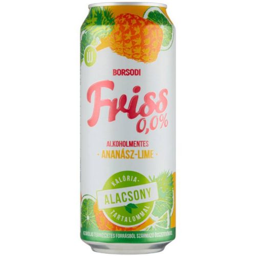 BORSODI FRISS SÖR ANANÁSZ-LIME DOBOZOS 0% 500ML