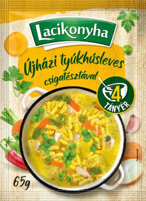 LACIKONYHA LEVES ÚJHÁZI TYÚKHÚS CSIGATÉSZTÁVAL 65G