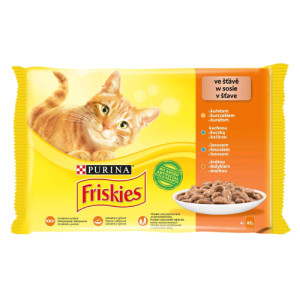 FRISKIES MACSKAELEDEL CSIRKE KACSA LAZAC PULYKA SZÓSZBAN 4X85G