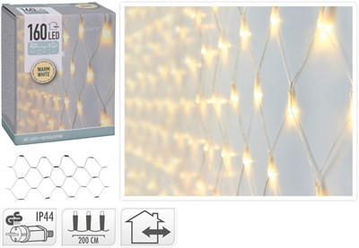 (KAR) KARÁCSONYI FÜZÉR KÜLTÉRI HÁLÓ 160LED 2X1M 1DB