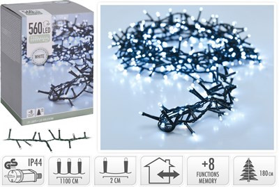 (KAR) KARÁCSONYI FÜZÉR KÜLTÉRI 560LED 11+3M WHITE 1DB