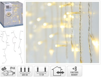 (KAR) KARÁCSONYI JÉGCSAP KÜLTÉRI 180LED 6M WARMEHITE 1DB