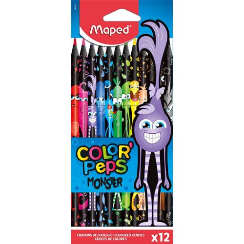 MAPED COLOR PEPS MONSTER SZÍNESCERUZA HÁROMSZÖGLETŰ 12SZÍN IMA862612 1CS