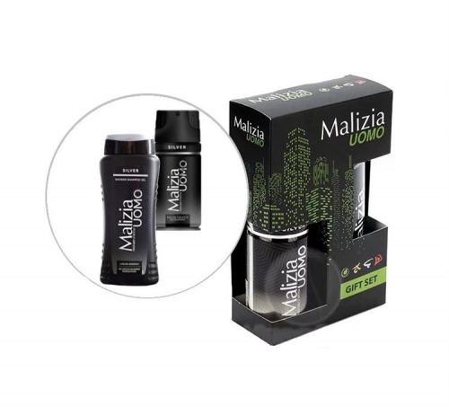 MALIZIA DÍSZDOBOZ UOMO BIPACK FÉRFI SILVER TUSFÜRDŐ 250ML+DEO 150ML 1CS