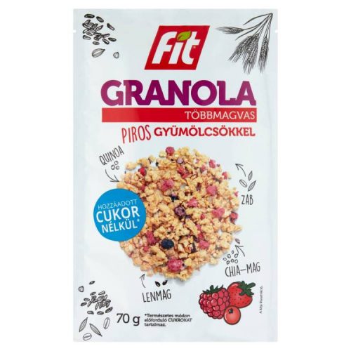 FIT GRANOLA TÖBBMAGVAS PIROS GYÜMÖLCSÖS HCN 70G