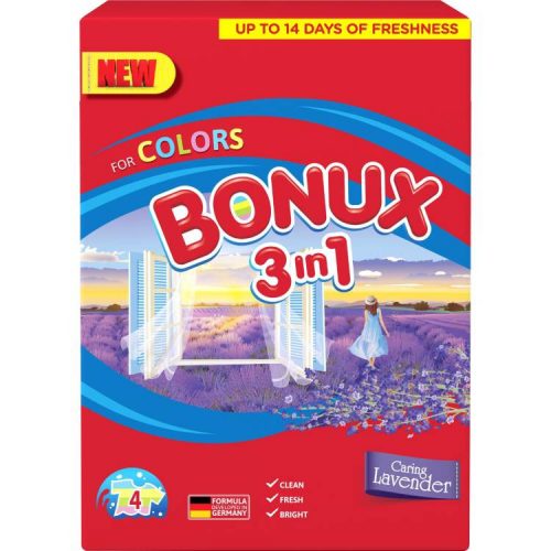 BONUX MOSÓPOR 3IN1 COLORS LENEDULA DOBOZOS 400G