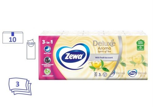 ZEWA DELUX PAPÍR ZSEBKENDŐ SPIRIT OF TEA 3R 10X10DB