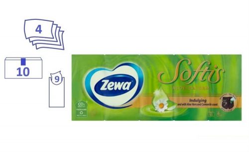 ZEWA SOFTIS PAPÍR ZSEBKENDŐ ALOE VERA 4R 10X9DB