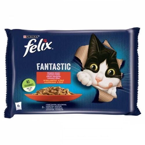 FELIX FANTASTIC MACSKAELEDEL MARHÁS CSIRKÉS ASZPIKBAN 4X85G