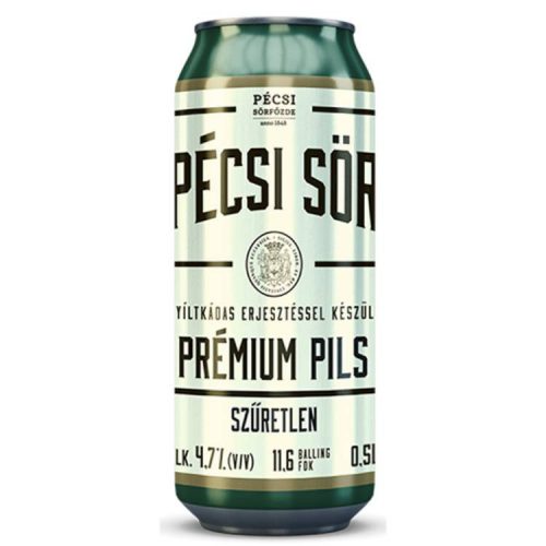 PÉCSI PRÉMIUM SÖR PILS SZÜRETLEN 4,7% DOBOZOS 500ML