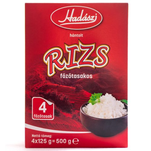 HADÁSZI RIZS ELŐGŐZÖLT FŐZŐTASAKOS 4X125G