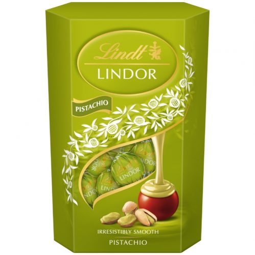 LINDOR PISTACHIO TEJCSOKOLÁDÉ GOLYÓ PISZTÁCIÁS DÍSZDOBOZBAN 200G