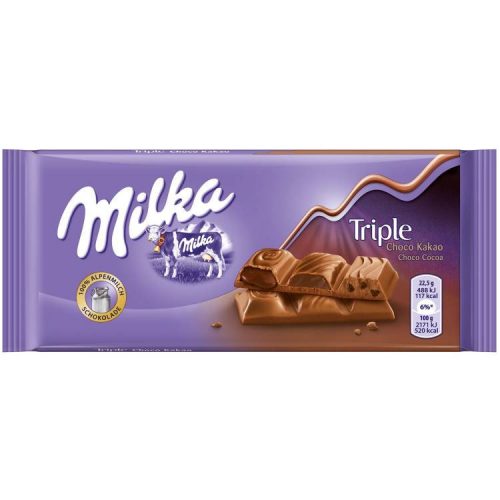 MILKA TÁBLÁS CSOKOLÁDÉ TRIPLA CSOKIS  90G