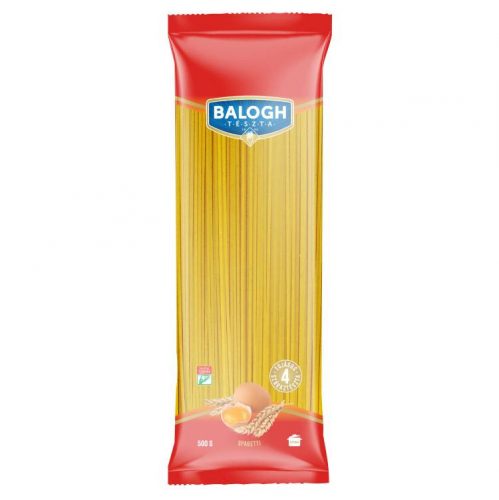 BALOGH TÉSZTA SPAGETTI 4 TOJÁSOS VISSZAZÁRHATÓ CSOMAGOLÁS 500G